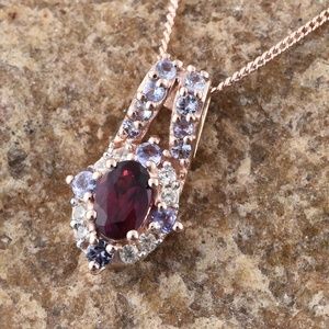 Genuine Purple Garnet, Tanzanite, Zircon Pendant